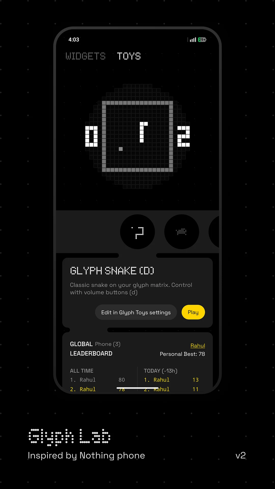 Glyph Lab -Widgets, Glyph Toys screenshot